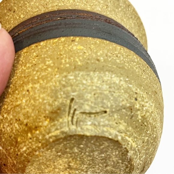 Indigenous Earthenware Small Pot Sanded Painted Pottery Signed Succulent Air 2x - Picture 9 of 13